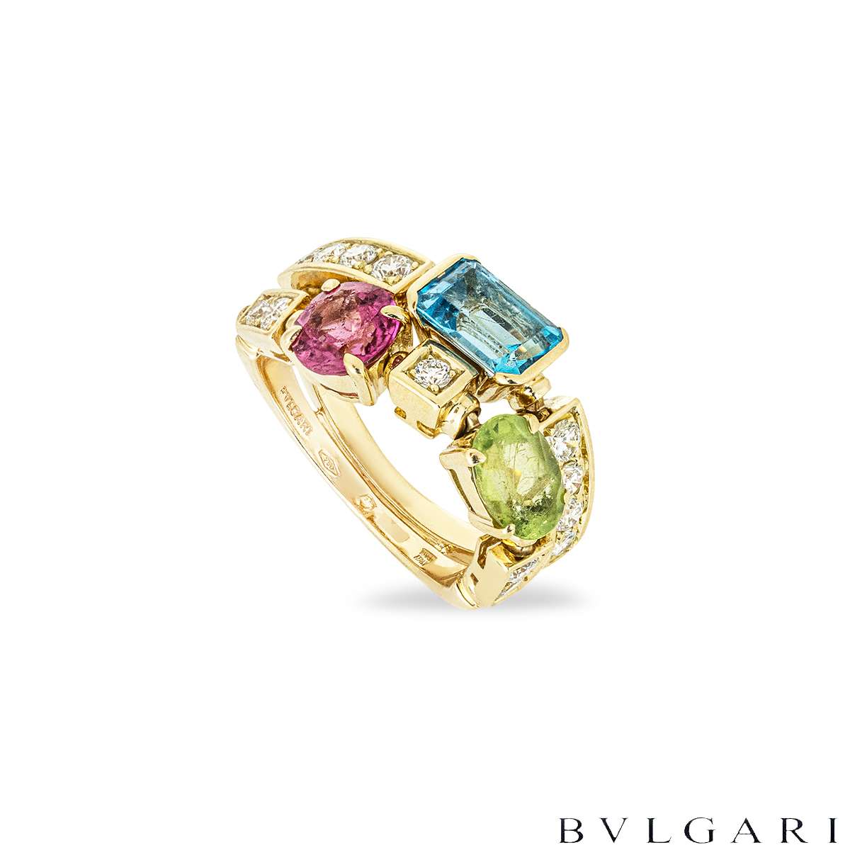 Bvlgari Yellow Gold Multi Gem Allegra Ring Size 51 AN852169 Bvlgari Yellow Gold Multi Gem Allegra Ring Size 51 AN852169